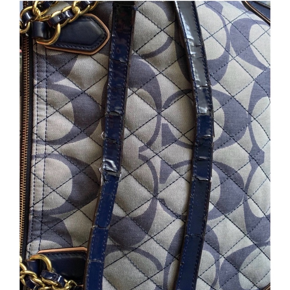 Coach Poppy Quilted Signature C Denim Chain Tote